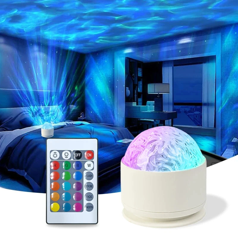 Northern Aurora/Water Ripple Projector Lamp LED Night Light with Remote Control Party Decor Light Projector Atmosphere Light