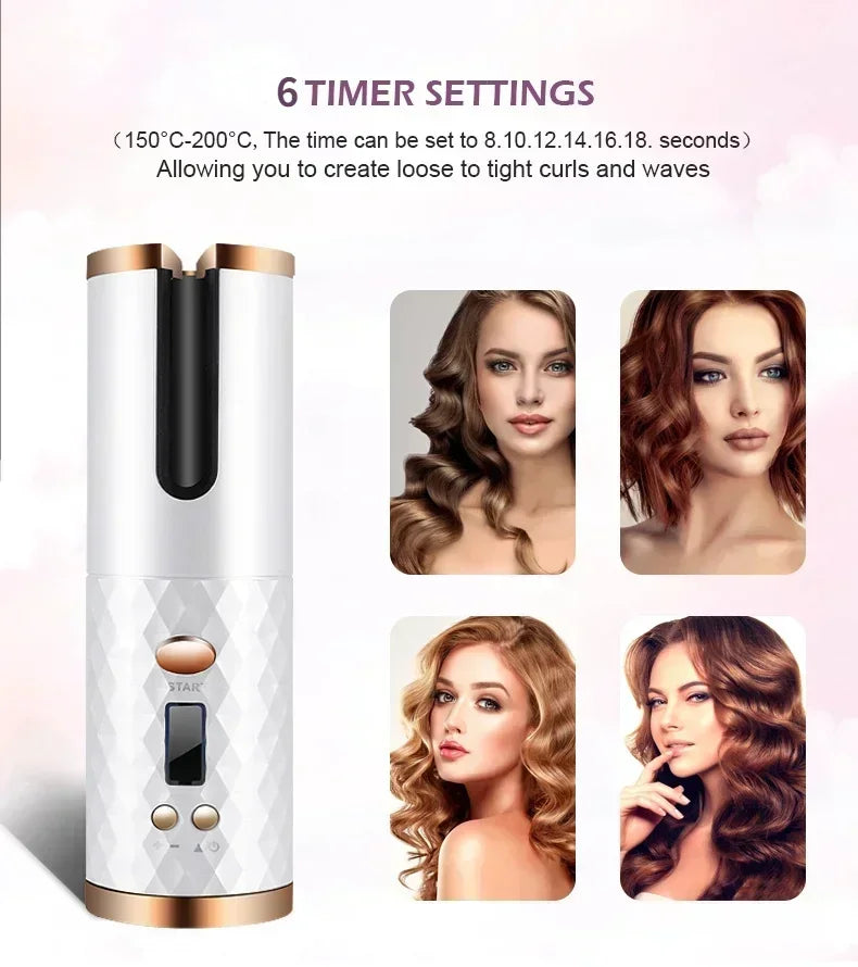 Portable Wireless Automatic Hair Curler 3 Color Options USB Charging Anti-Scalding Hair Curling Iron for Styling