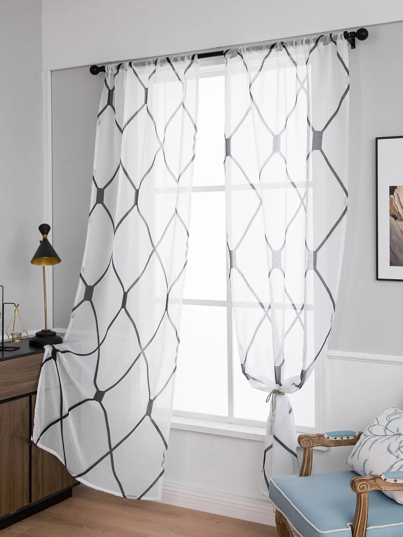 Clearance_Sheer Curtains White Korean Simple Mesh Veil for Living room, Bedroom_Continuous updates