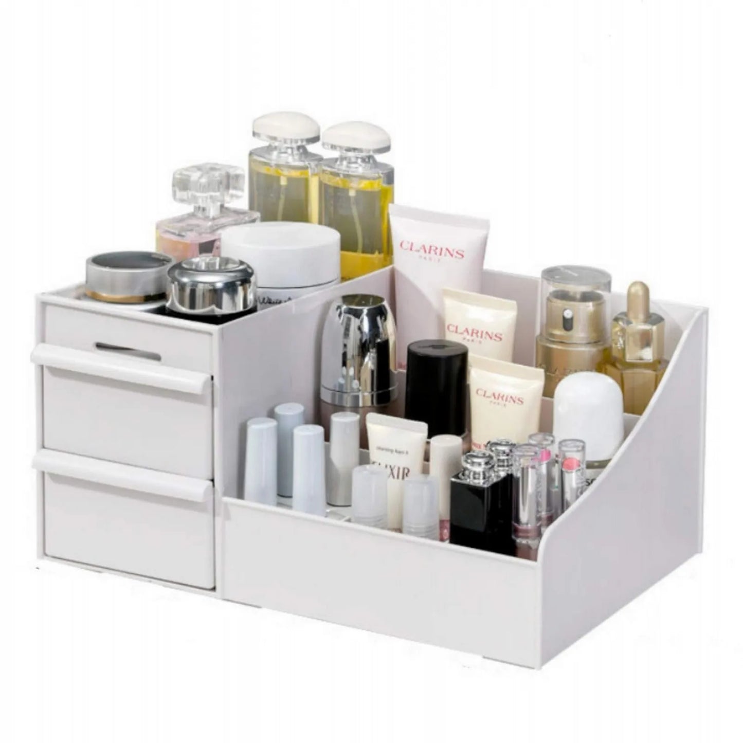 Makeup Organizer for Vanity Bathroom Desktop Cosmetics Storage Box with Drawers for Lipstick, Brushes, Lotions, Eyeshadow