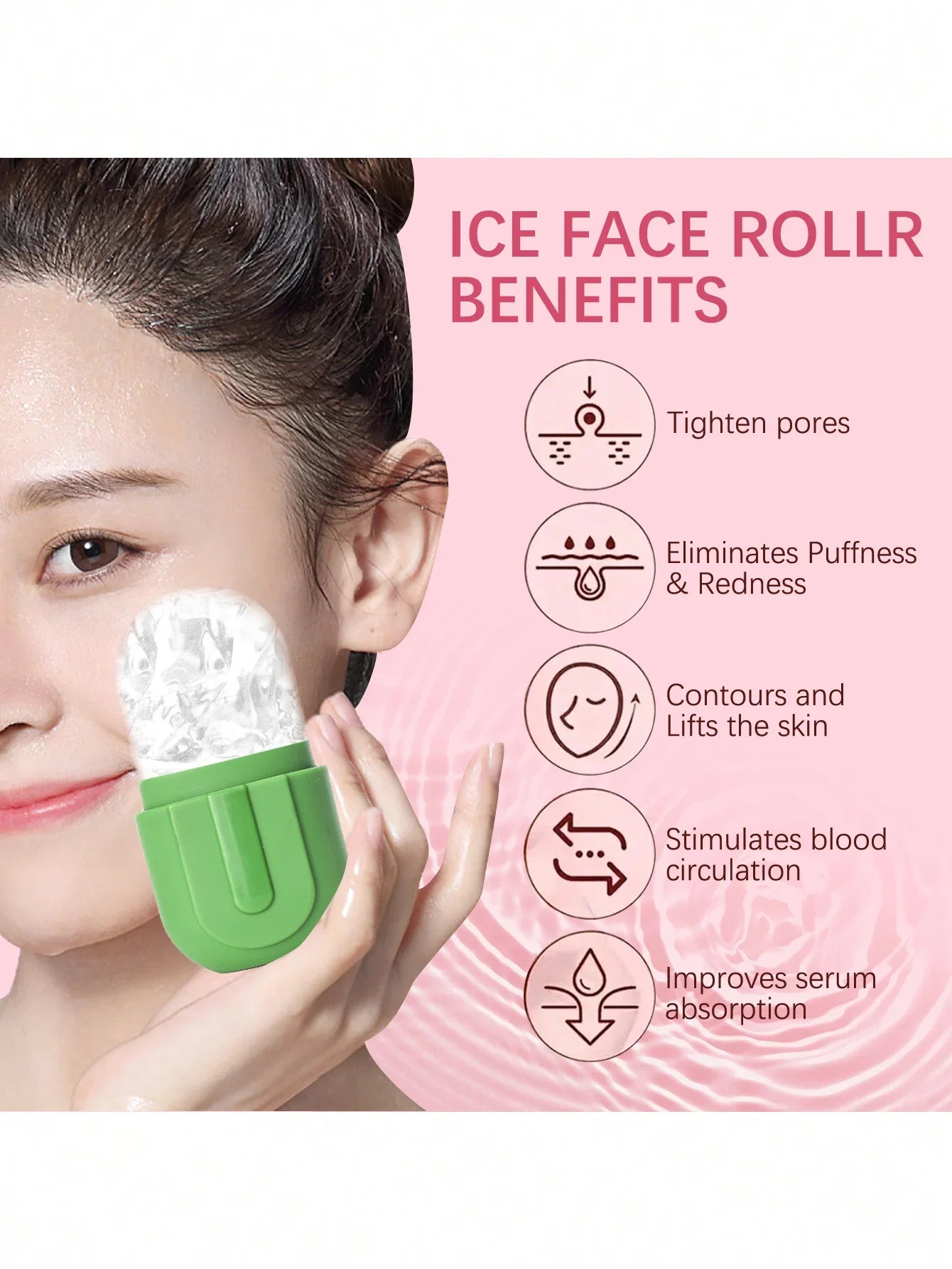 Back Shape Upgraded Face and Eye Ice Roller - Facial Massager for Skin Care - Reusable Silicone Ice Mold for Fresh and Cool Skin