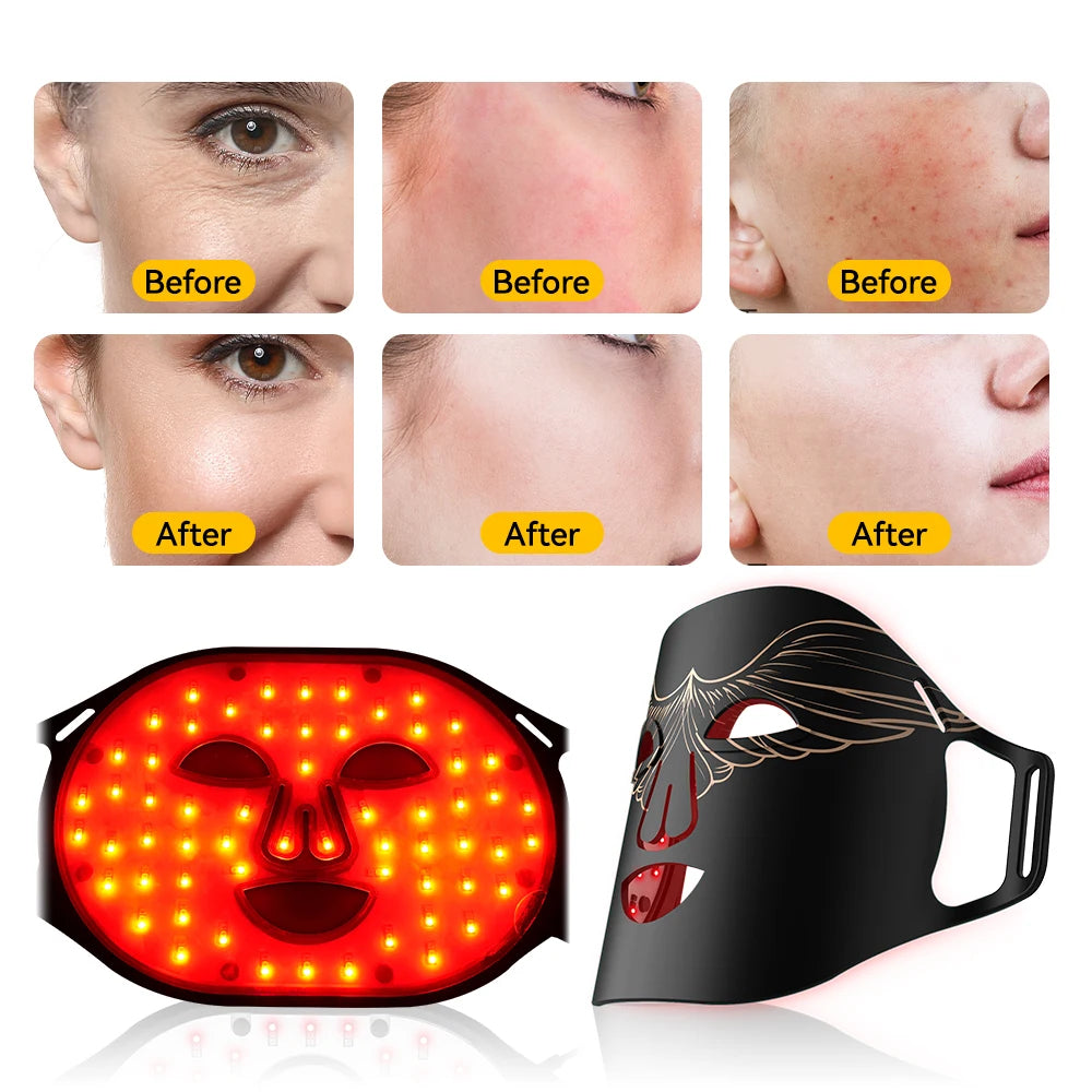 Lescolton New Red Led Light Therapy Infrared Flexible Soft Mask Silicone 4 Color Led Therapy Anti Aging Advanced Photon Mask