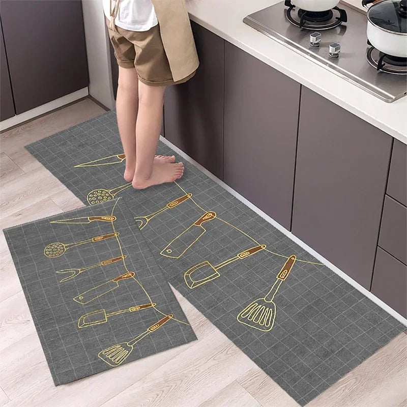 VIKAMA Flatware Theme Kitchen Lightweight Absorbent Carpet Living Room Bedroom Bathroom Washable Footer Rug Foot Mat Home Decor