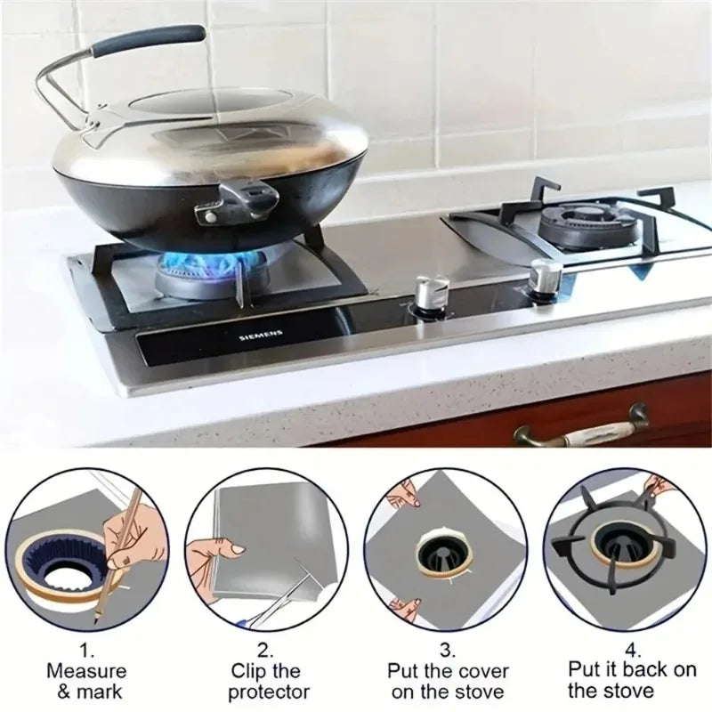 4/8PCS Stove Protector Cover Liner Gas Stove Protector Gas Stove Stovetop Burner Protector Kitchen Accessories Mat Cooker Cover