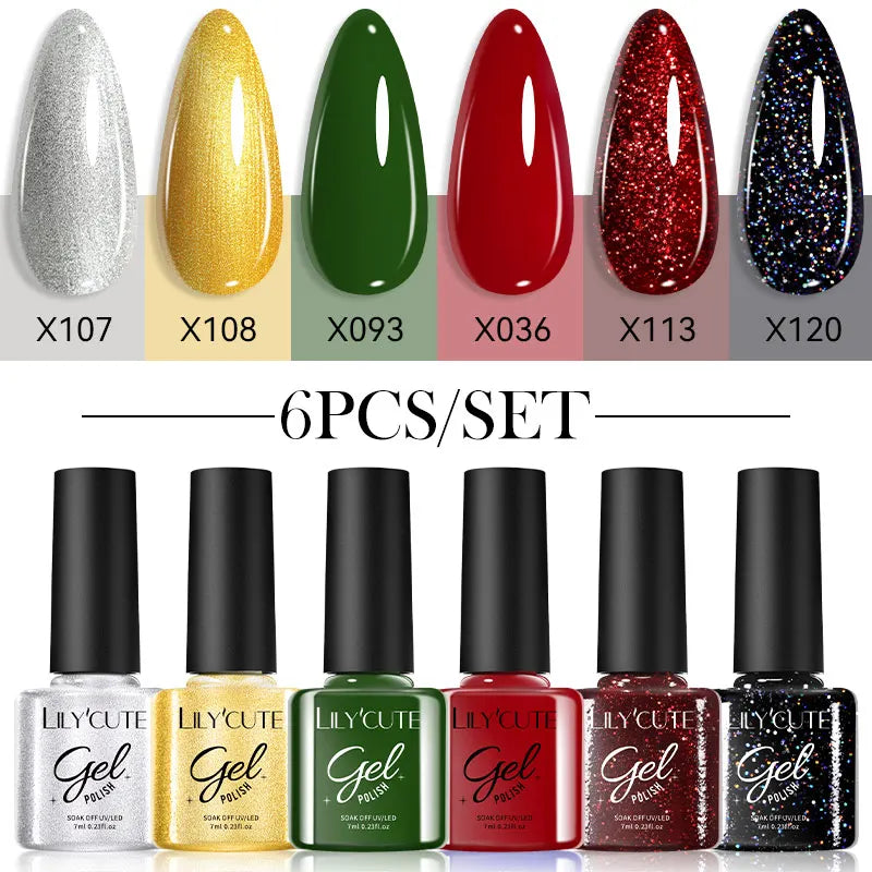 LILYCUTE 6Pcs/set 7ml Coffee Series Gel Nail Polish Kit 125 Colors Manicure Semi Permanent Soak Off UV Nail Art Gel Varnish