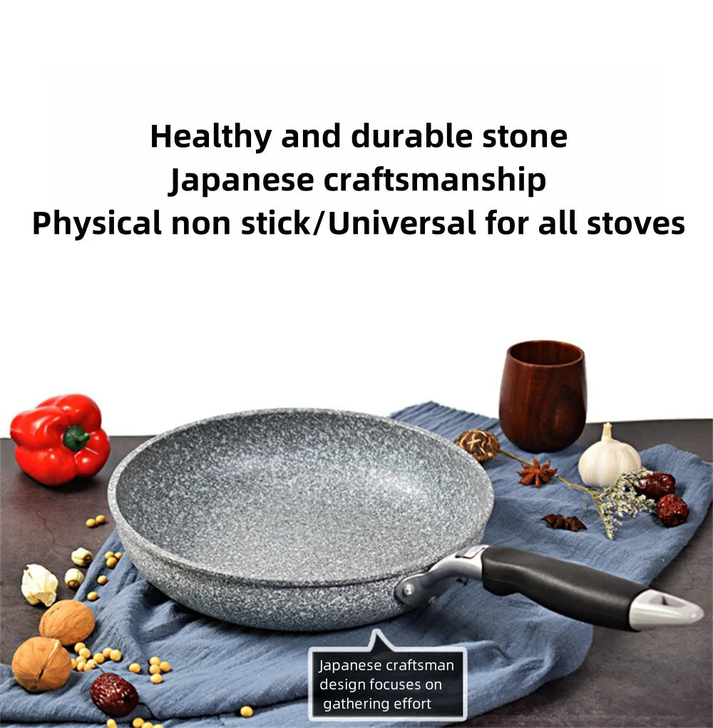 Durable Stone Frying Wok Pan Non-stick Ceramic Pot Induction Fryer Steak Cooking Gas Stove Skillet Cookware Tool for Kitchen Set