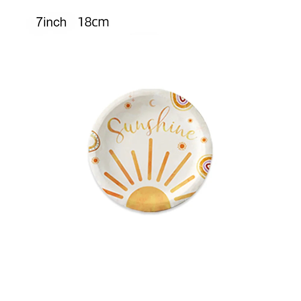 10 Pcs Sun Themed Birthday Party Decoration Disposable Tableware Paper Plates Tissues Tablecloths Party Decorations Birthday