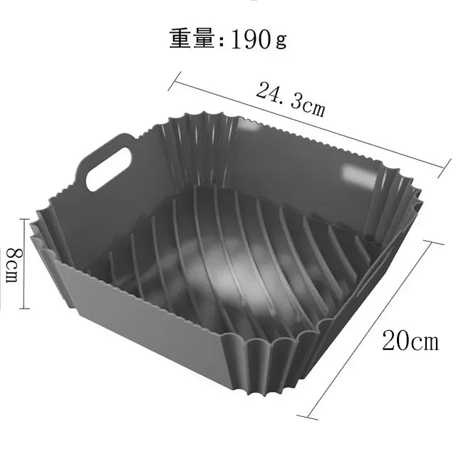 Large Air Fryer Silicone Basket Tray Pot Square Non-stick Airfryer Baking Mold Liner Bpa Free Kitchen Cooking Accessories