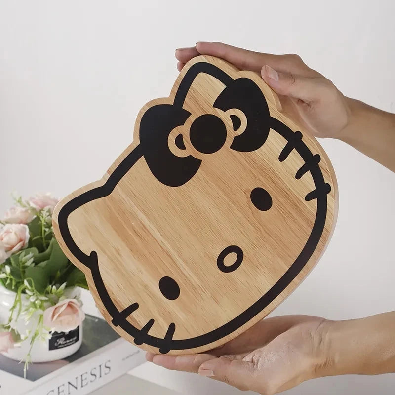 Sanrio Kawaii Hello kitty Chopping Board Cartoon Solid Wood Fruit Children's Supplementary Food Small Chopping Board Tableware