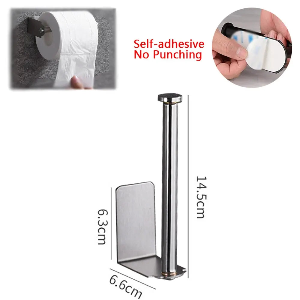 No Drilling Toilet Paper Holder Bathroom Roll Tissue Towel Dispenser Hanger Stainless Steel Napkin Storage Kitchen Accessories