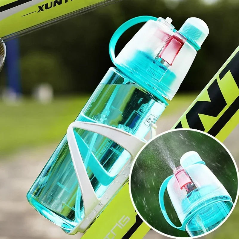 600ml New Creative Spray Water Bottle Portable Atomizing Bottles Outdoor Sports Gym Drinking Drinkware Bottles  Water Gourds