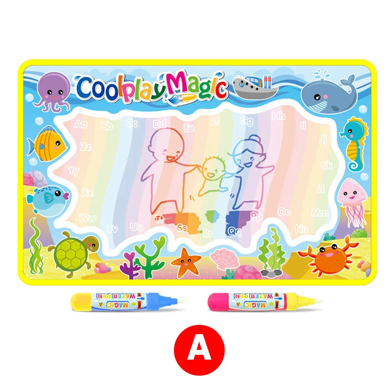 Coolplay Animal Themes Rainbow Water Drawing Mat & 2 Pens Water Doodle Mat Coloring Books Water Painting Rug Xmas Gift for Kids