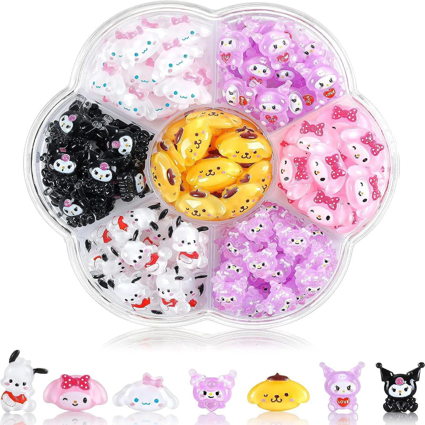 70PCS/50PCS Sanrio Hello Kitty Kawaii Cartoon Kuromi Nail Art Charms Kit 3D Nail Rhinestone Gems for Manicure Nails Art Deco Y2K