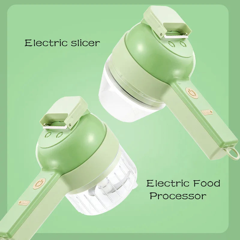 4In1 Electric Vegetable Cutter Set Handheld Wireless Electric Garlic Masher Food Chopper Meat Grinder Machine Food Peel Slice