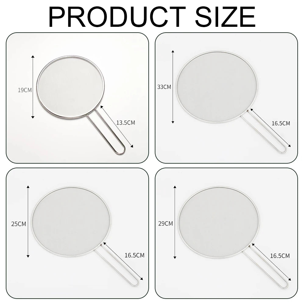 Stainless Steel Oil Proof Mesh Cooking Anti Splatter Split Guard Kitchen Gadget Splatter Proof Oil Cover Mesh Pot Lid Frying Pan