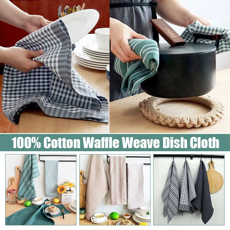 3Pack Cotton Waffle Weave Kitchen Dish Cloths Soft Absorbent Household Towels Thickened Wipe Cloths Dishcloth New