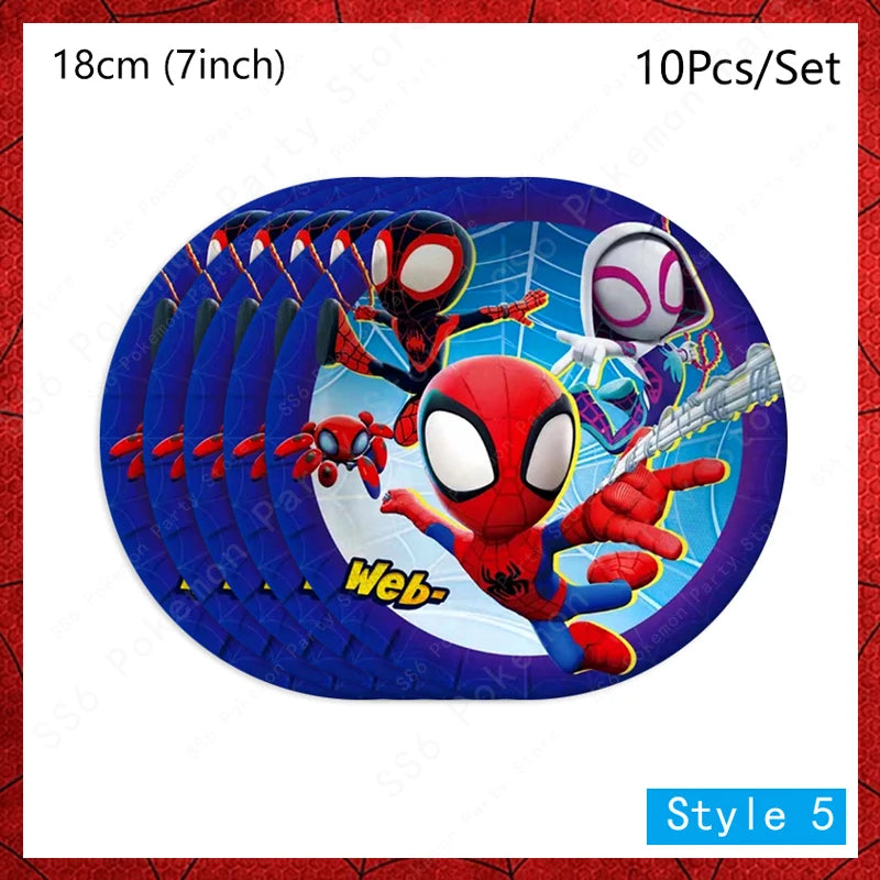 Spiderman Birthday Party Decorations Disposable Tableware Plate Cup Napkins Bags Spidey Party Birthday Decoration Supplies Set