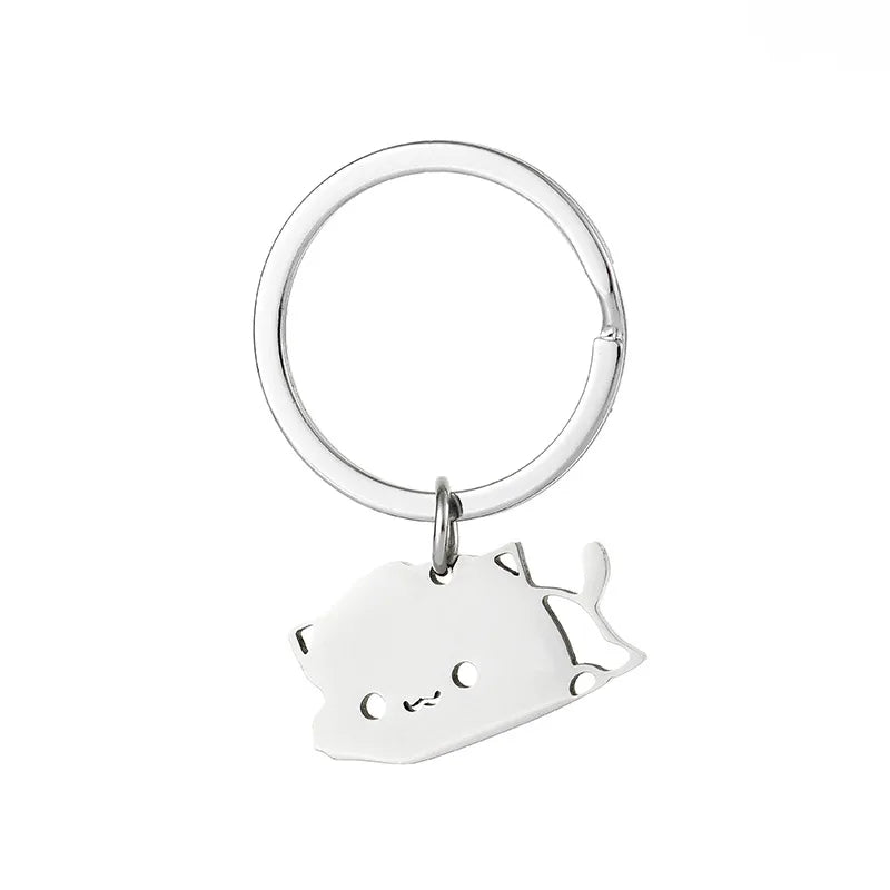 Cute Matching Cat Keychain Couple Stainless Steel Key Ring Lovely Animal Key Chain Pendants Lovers Valentine's Day Gift Jewelry