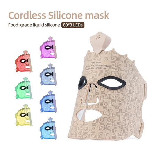 7 Colors Photon Silicone Face LED Mask 3D Facial Beauty Mask Red Light Therapy Skin Care Repair Skin Brightening Wireless Use