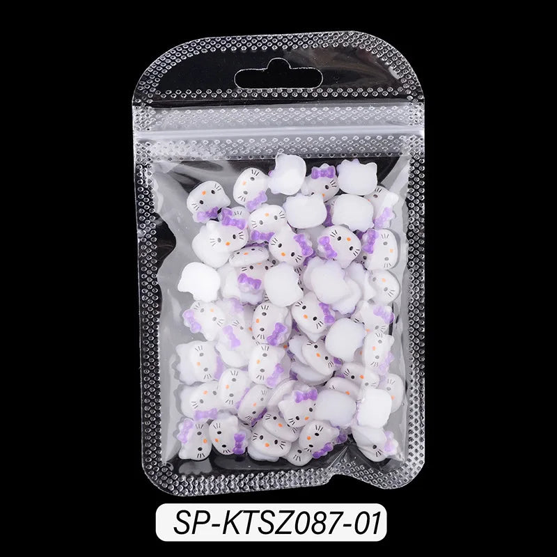 70PCS/50PCS Sanrio Hello Kitty Kawaii Cartoon Kuromi Nail Art Charms Kit 3D Nail Rhinestone Gems for Manicure Nails Art Deco Y2K