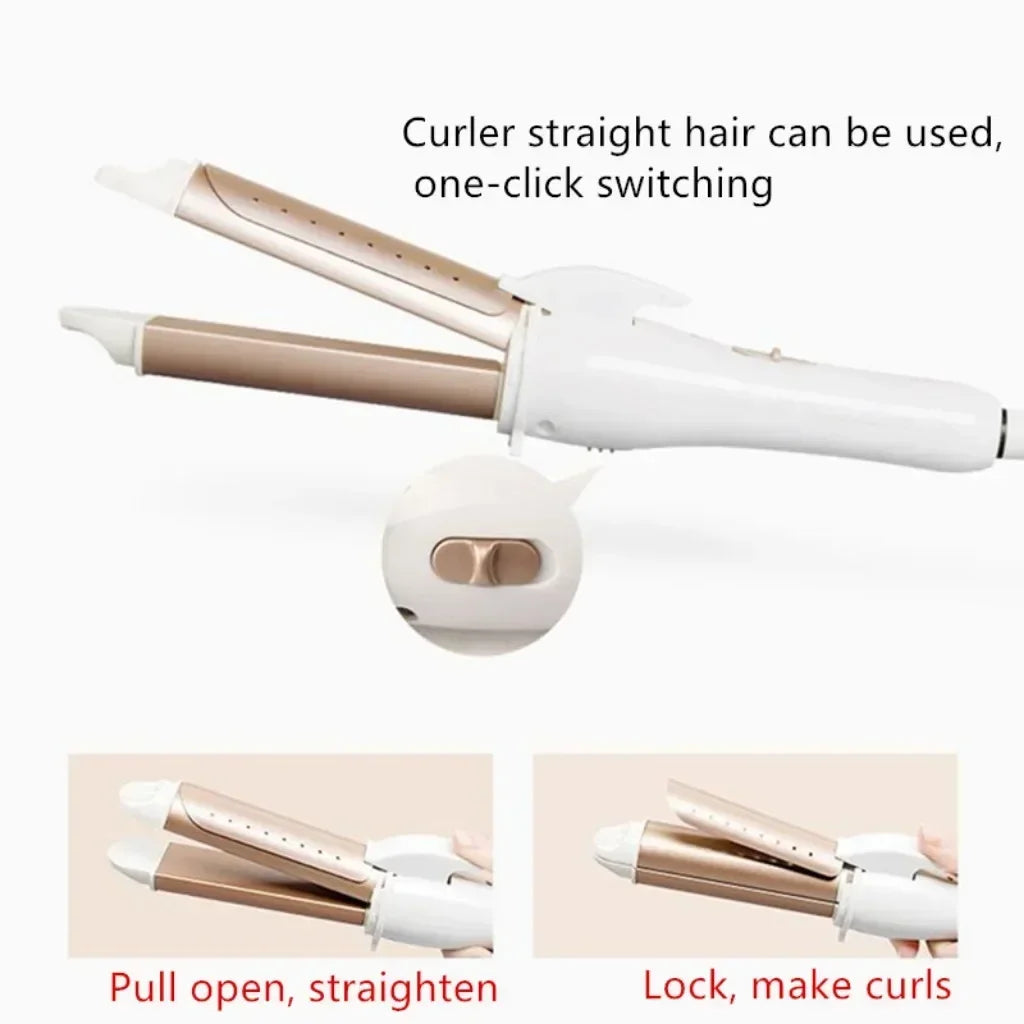 Multifunction 3 In 1 Gold Ceramic Hair Curler Hair Curling Iron Straightener Heated Roller Professional Hair Styling Tools