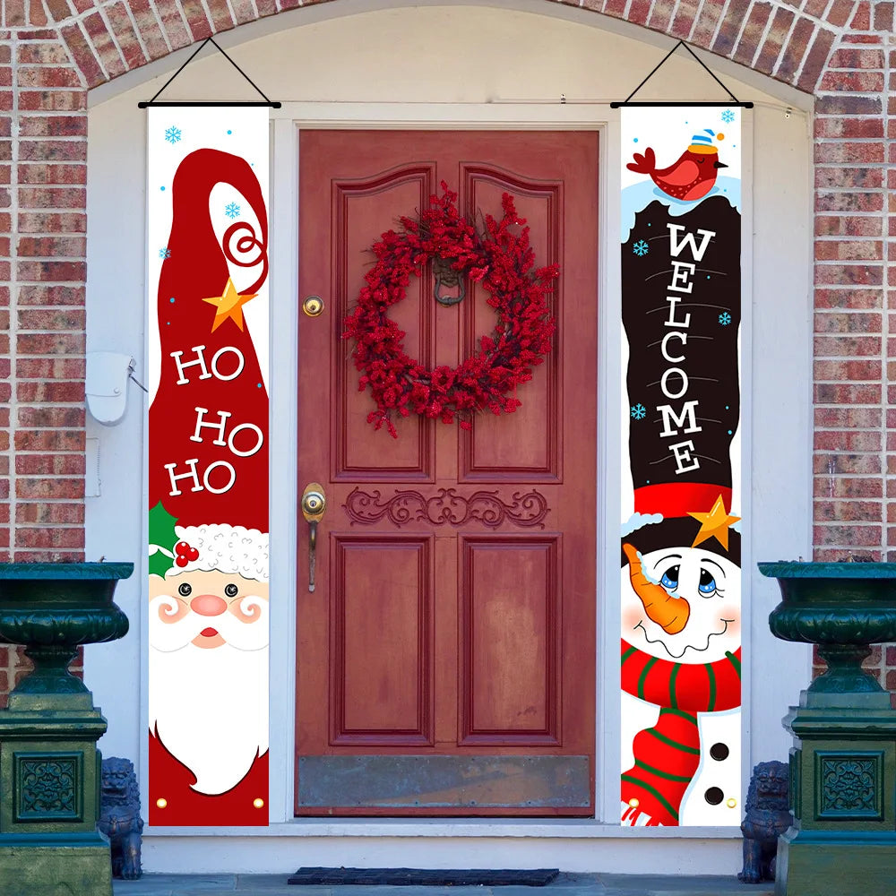 Santa Claus Merry Christmas Decoration Home Door Banner for Home 2024 Cristmas Ornament Navidad Gift 2025 New Year Photo Props