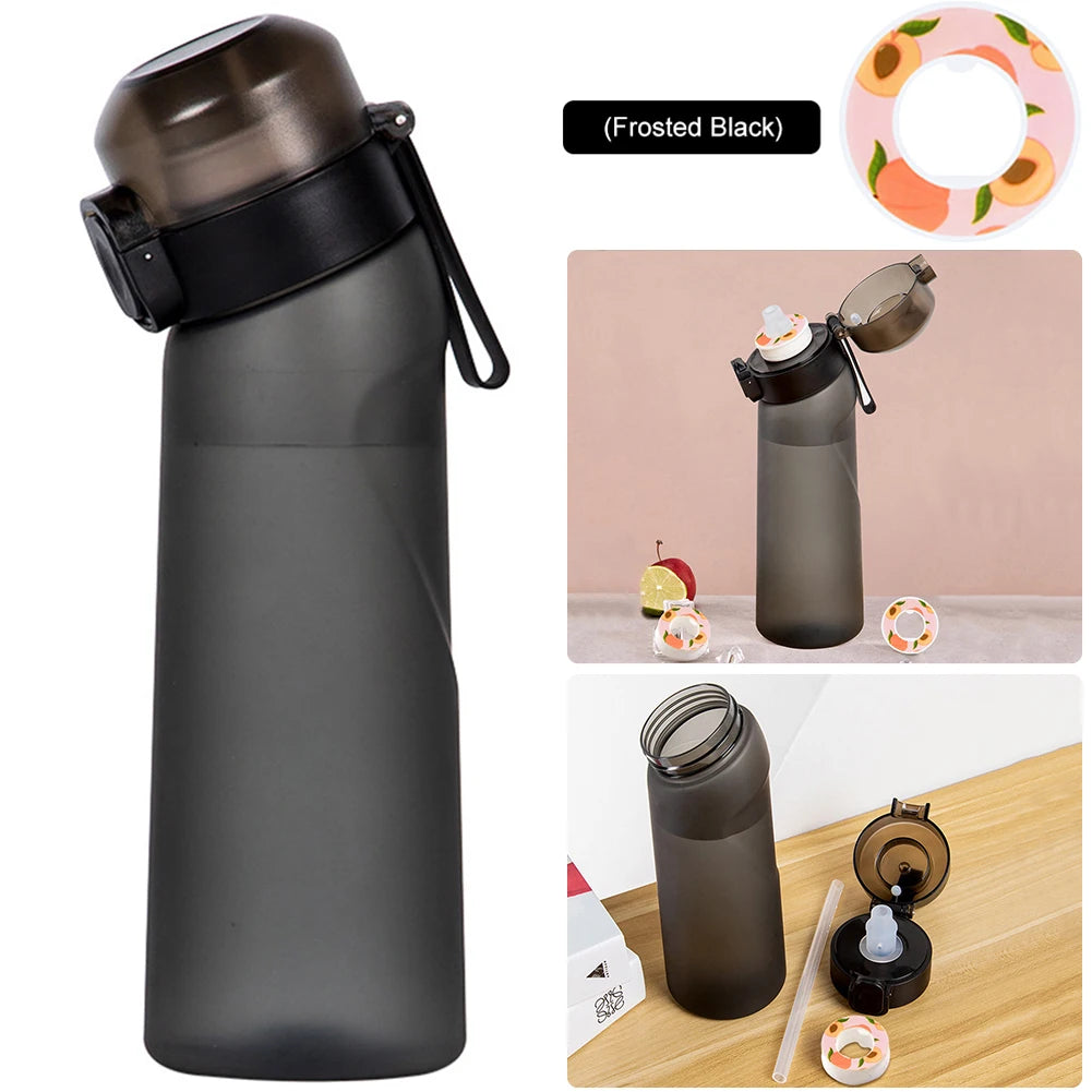 Flavored Water Bottle 650ml Sports Alr Up Drinking Bottle 8 Fruit Fragrance Pods Water Cup for Outdoor Camping Fitness Fashion