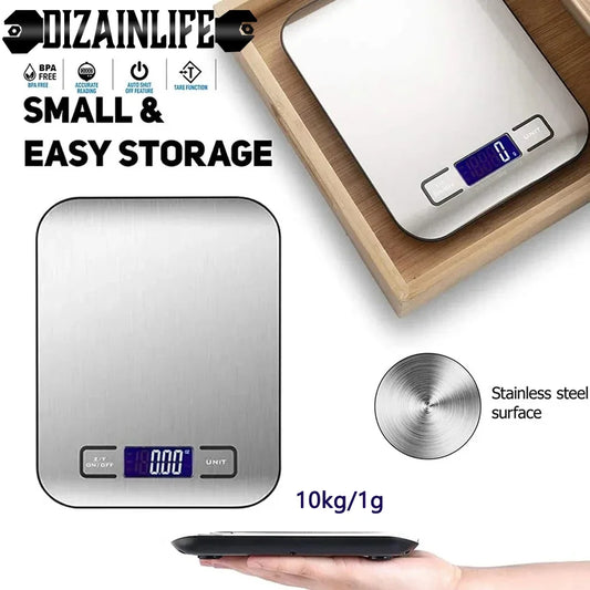 Digital Kitchen Scales 10kg/1g Stainless Steel LCD Electronic Food Diet Postal Balance Measure Tools Weight Libra