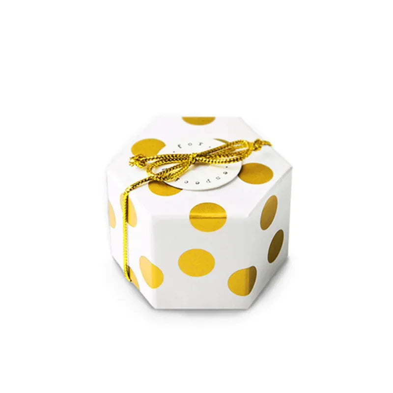 Mini Lovely Gold Round Polka Dot Gold Striped Paper Candy Boxes For Baby Shower gift box Birthday Wedding Party Favor Box