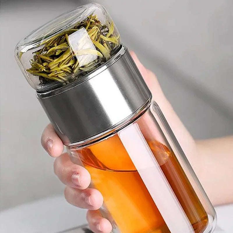 500ML Tea Water Bottle High Borosilicate Glass Double Layer Tea Water Cup Infuser Tumbler Drinkware Water Bottle With Tea Filter