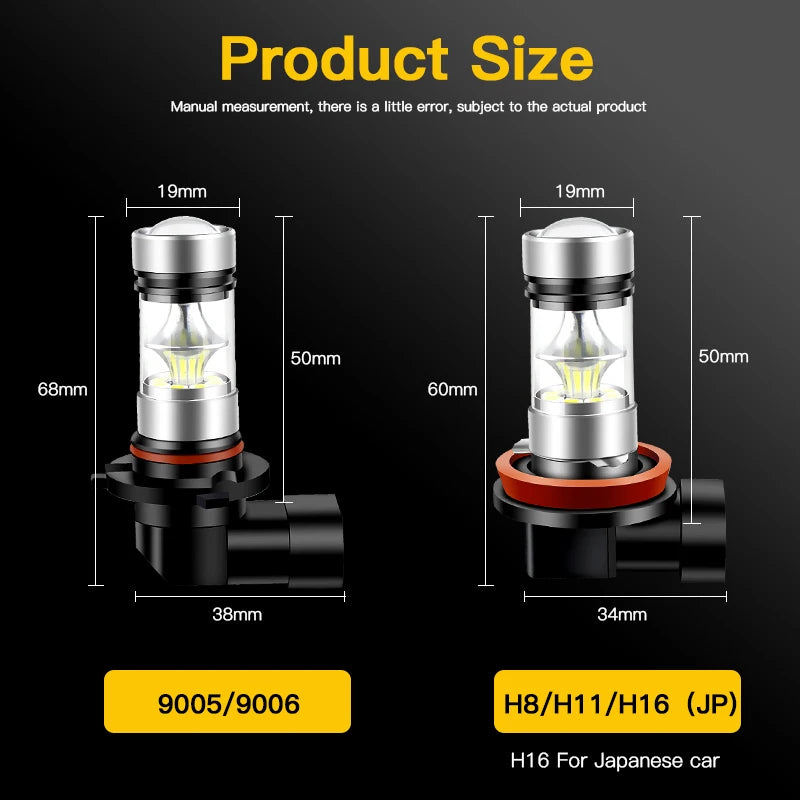 2x For Renault Megane 2 3 4 2003-2018 For Renault Megane CC 2010-2017 LED H8 H11 Fog Light Bulb Car DRL Lamp 6000K 12V 4800LM