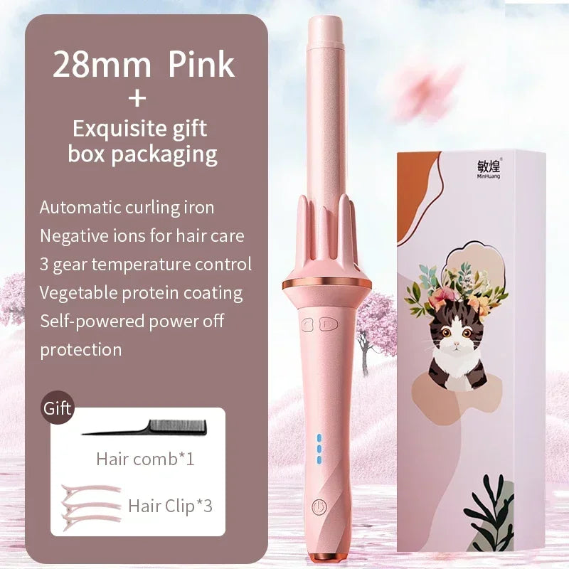 MinHuang 28/32mm Automatic  Hair Curler Large Wave Curling Iron Tongs Temperature Adjustable Anion Fast Heating  Styling Curlers