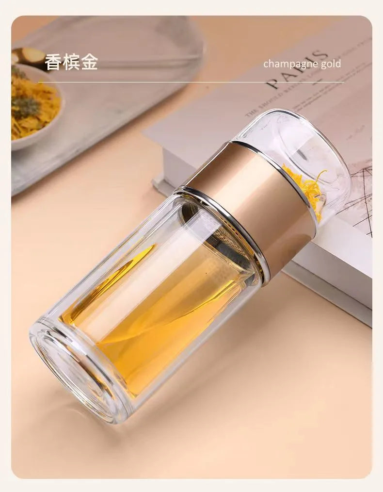 500ML Tea Water Bottle High Borosilicate Glass Double Layer Tea Water Cup Infuser Tumbler Drinkware Water Bottle With Tea Filter