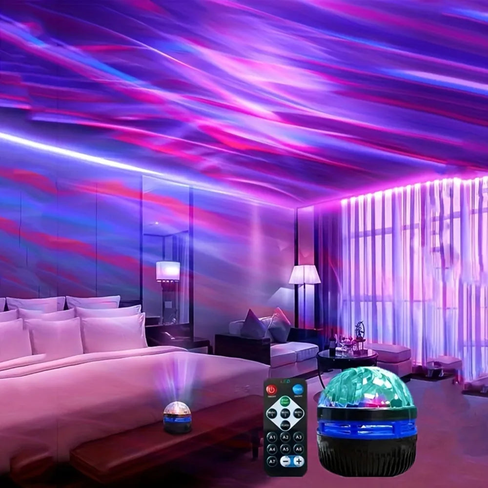 USB Galaxy Projector Aurora RGB 5V Night Lights Auto Rotating Sound Activated DMX Remote Control Home Theater Room Decorations