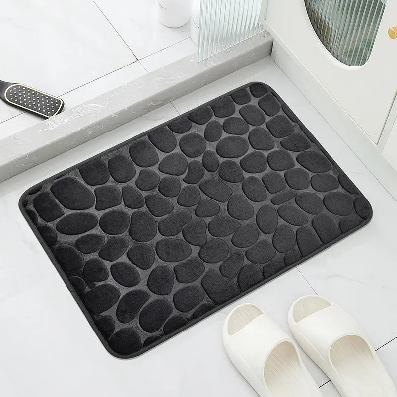 Cobblestone Embossed Bathroom Bath Mat Non-slip Carpets In Wash Basin Bathtub Side Floor Rug Shower Room Doormat Memory Foam Pad