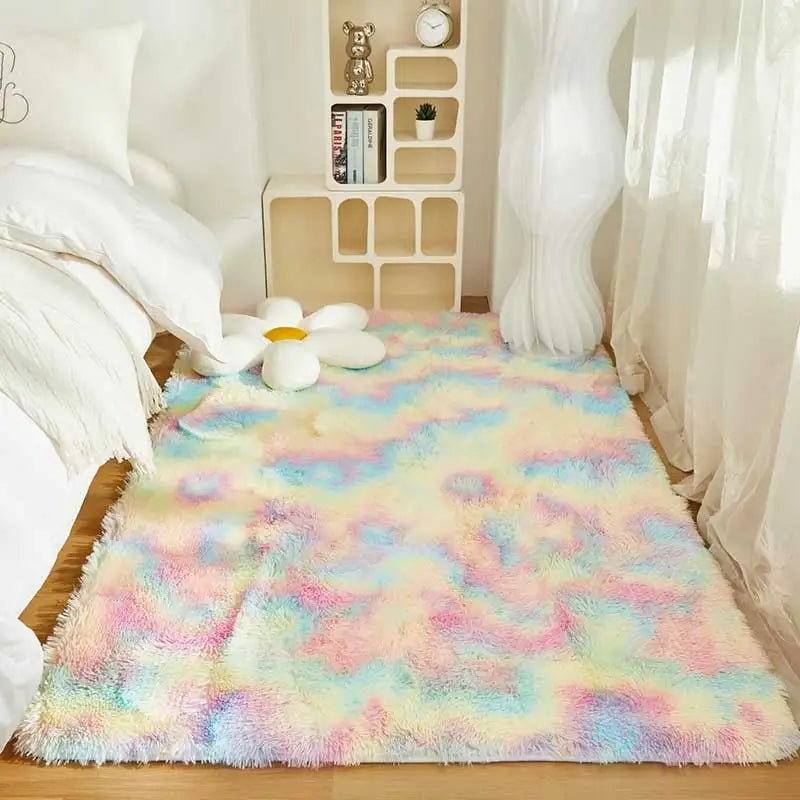 Kids Carpet Girl Rainbow Colors Carpets For Living Room Large Push Soft Bedroom Rugs Bedside Children's Room Floor Cute Mats