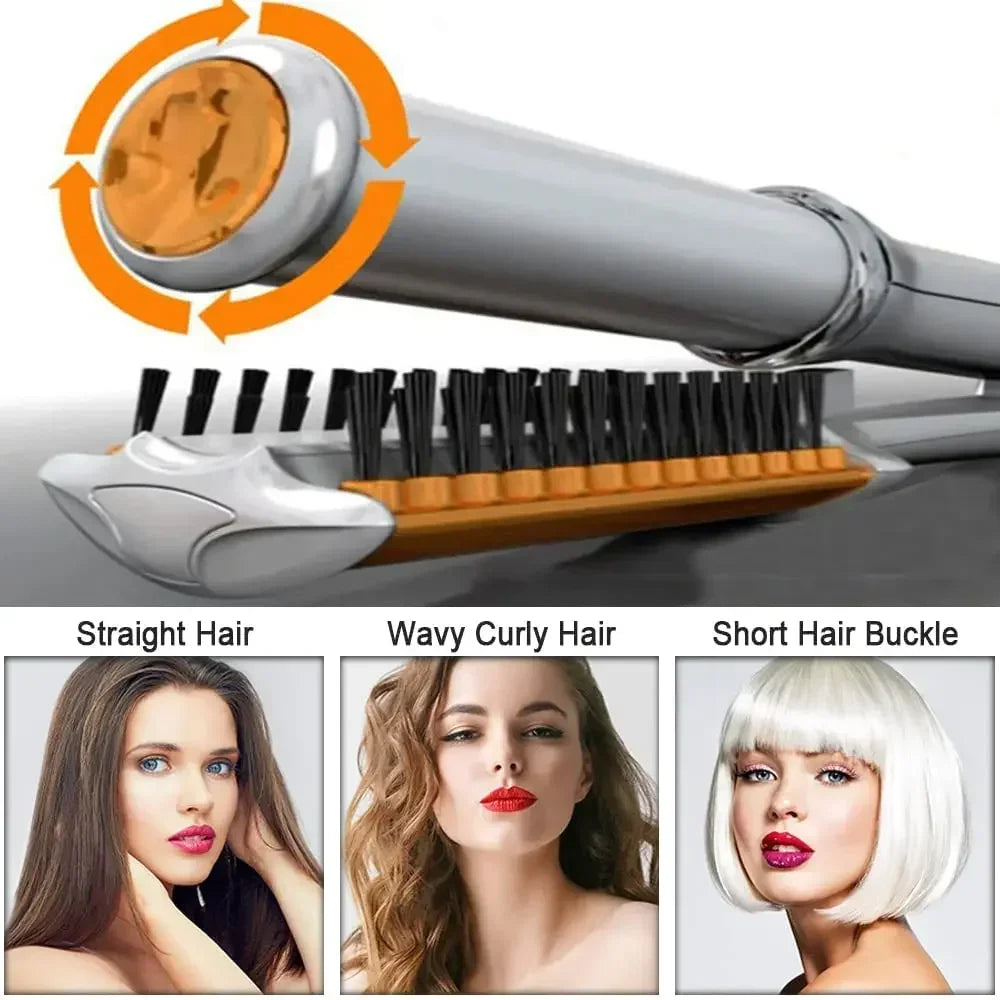 Professional Hairs Curler Straight Hair Comb Rotating Hair Brush Curler Styler 2 In 1 Hair Styling Tool Curling Iron With Brush