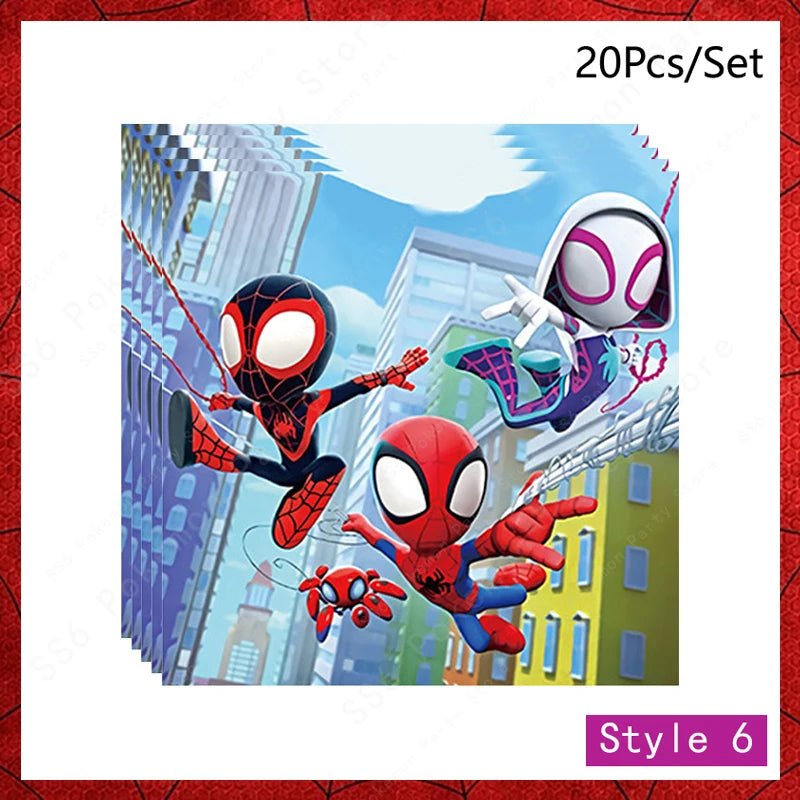 Spiderman Birthday Party Decorations Disposable Tableware Plate Cup Napkins Bags Spidey Party Birthday Decoration Supplies Set