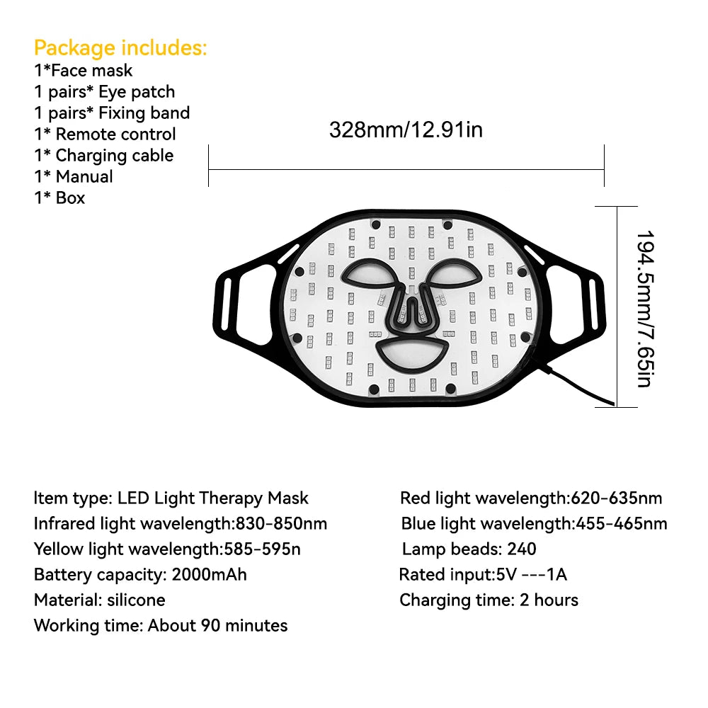 Lescolton New Red Led Light Therapy Infrared Flexible Soft Mask Silicone 4 Color Led Therapy Anti Aging Advanced Photon Mask